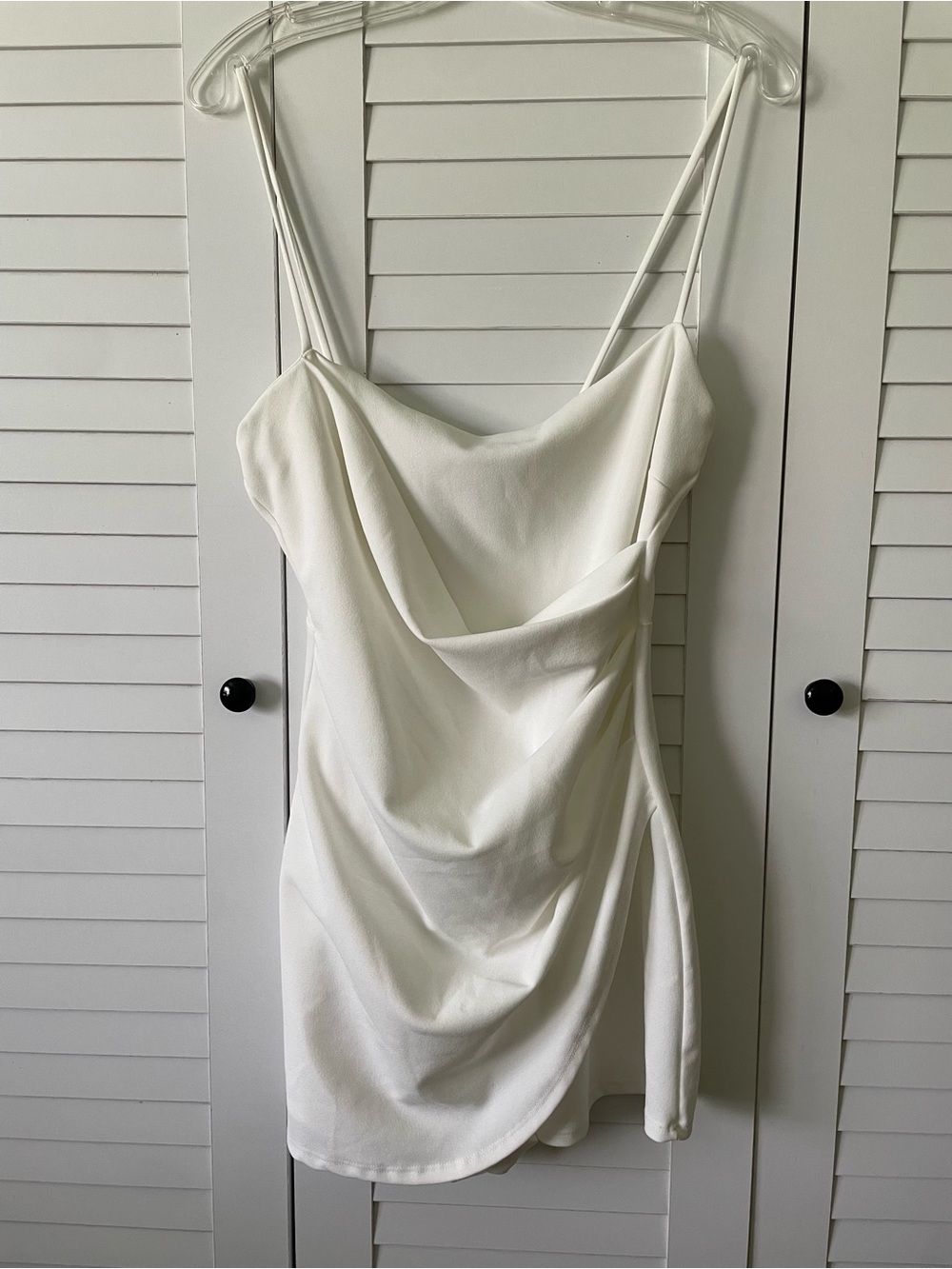 Windsor White Cowl Neck Mini Dress/Skort with Spaghetti Straps - Picture 3 of 6